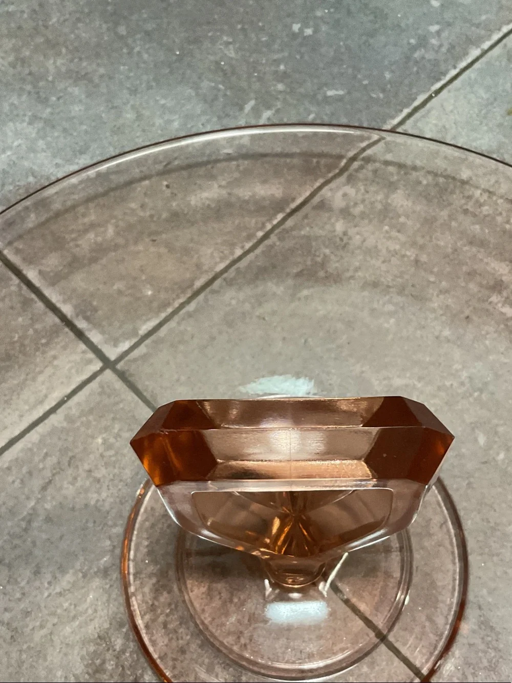Vintage Pink Glass Pedestal Cake Stand